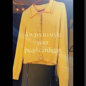 The Good Alma  Yellow Cardigan with Pearl Buttons